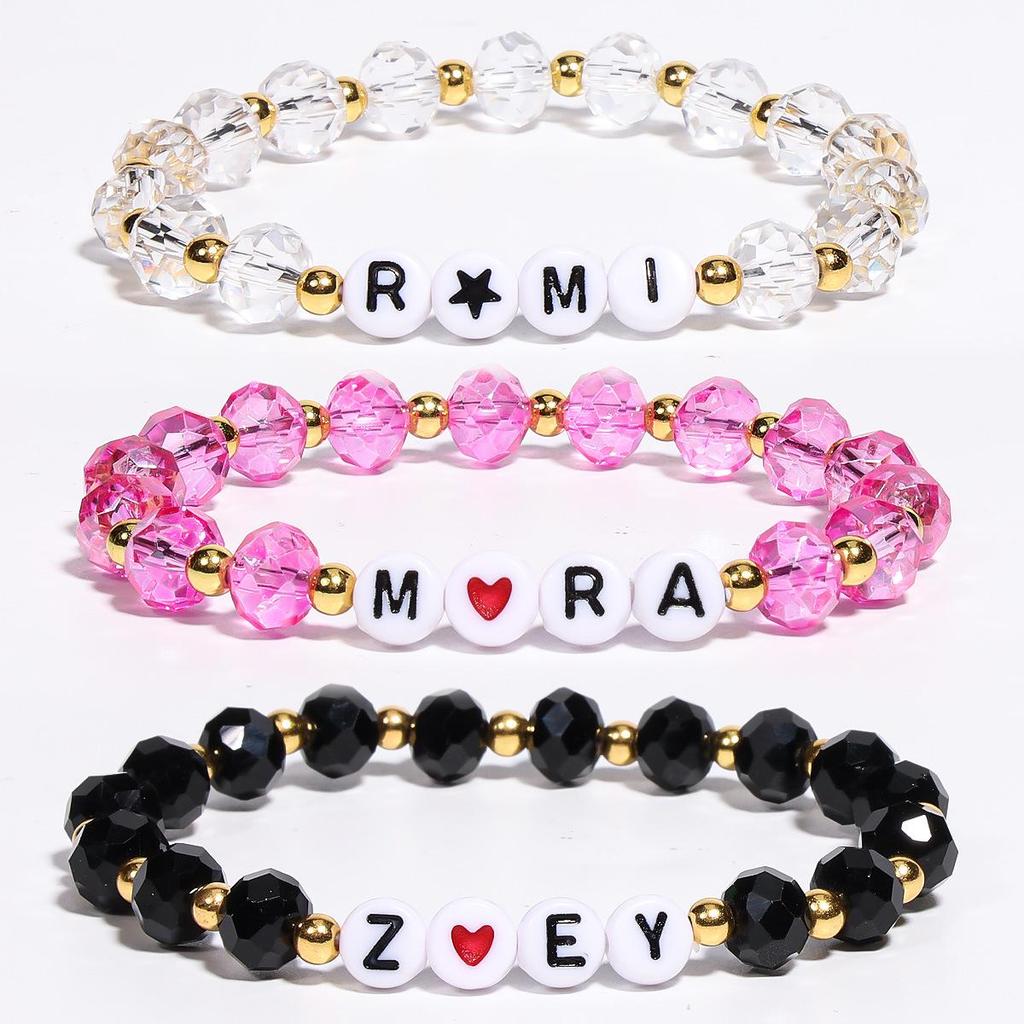 Glass Beaded Crystal Bracelet Set for Girls - K-pop Inspired Stackable Jewelry Gift