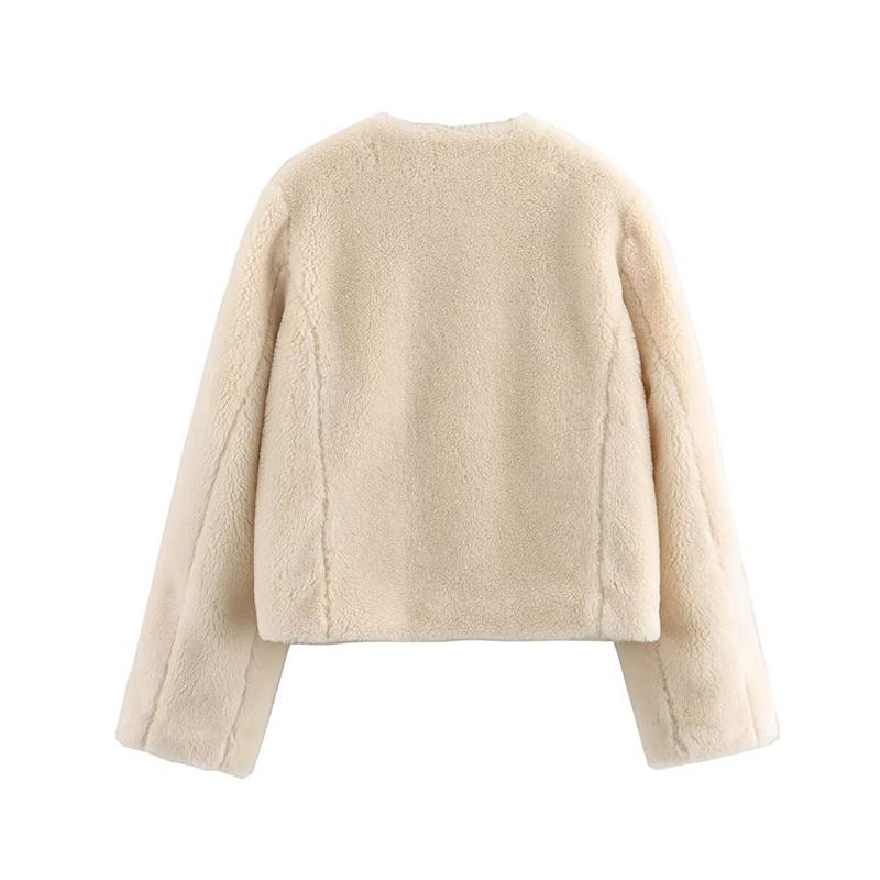 Зимняя женская ретро уличная милая весенняя флисовая куртка с карманами на пуговицах, женская прямая куртка для通勤, 2 цвета