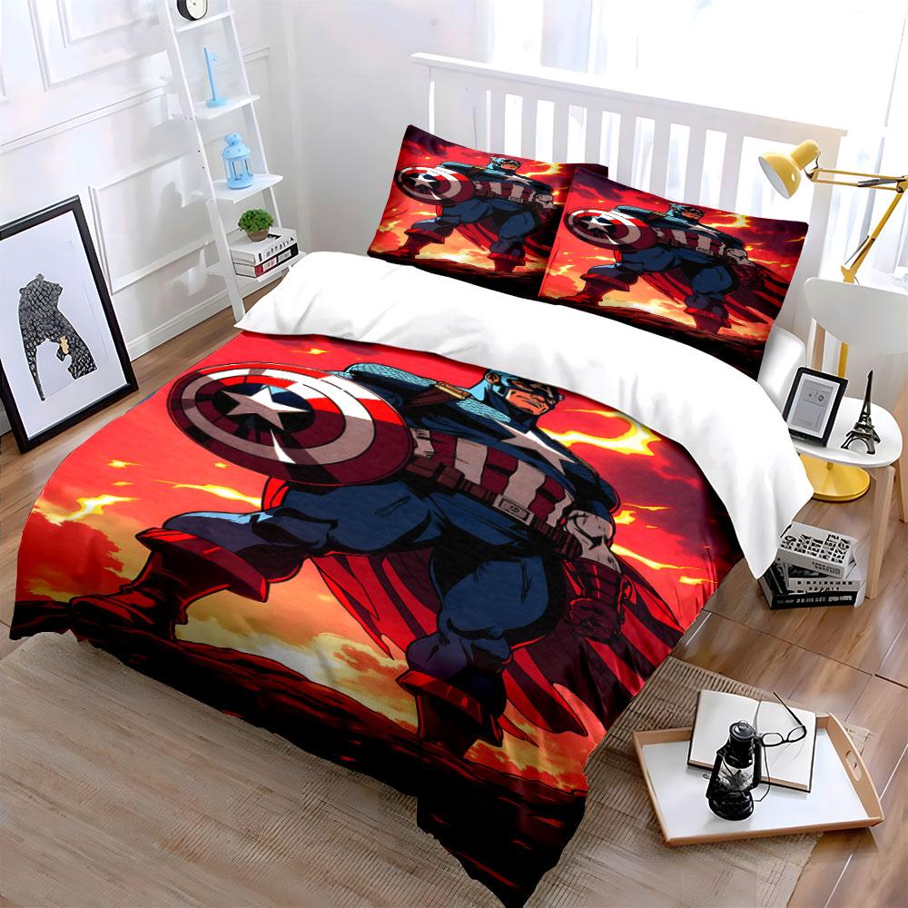 Superhero holding shield. Bedding sets Duvet cover sets Duvet covers Pillowcases(1 * Duvet Cover 2 * Pillowcases without duvet insert)