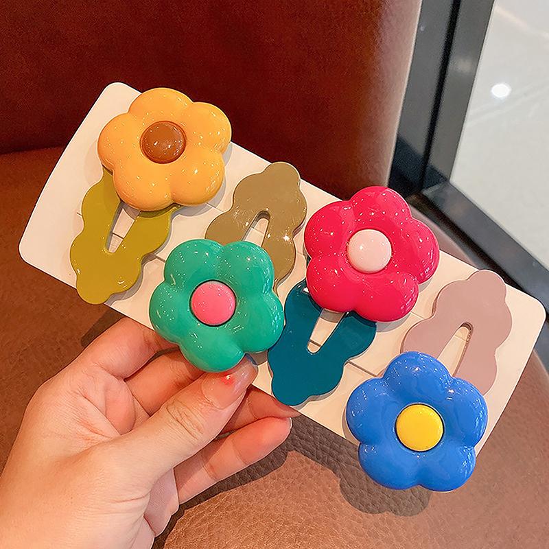 Заколка для челки для девочек Корейская версия детских аксессуаров для волос Цветочная заколка для волос