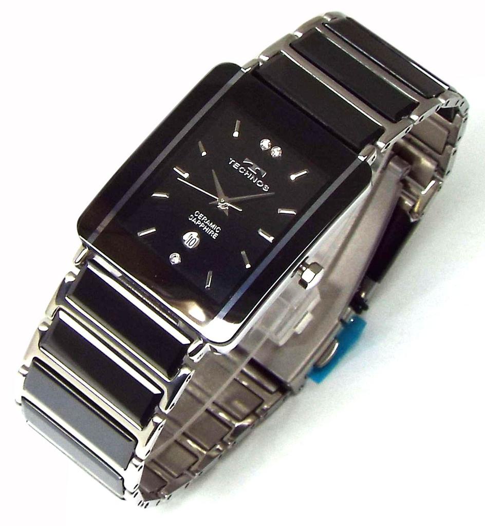 Часы TECHNOS Classic Ceramic Black Dial из натуральной кожи с браслетом, набор для мужчин TSM903TB-SET [Товар]