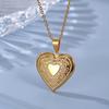 Gold Heart Photo Frame Pendant Necklace - Stainless Steel, DIY Souvenir for Couples
