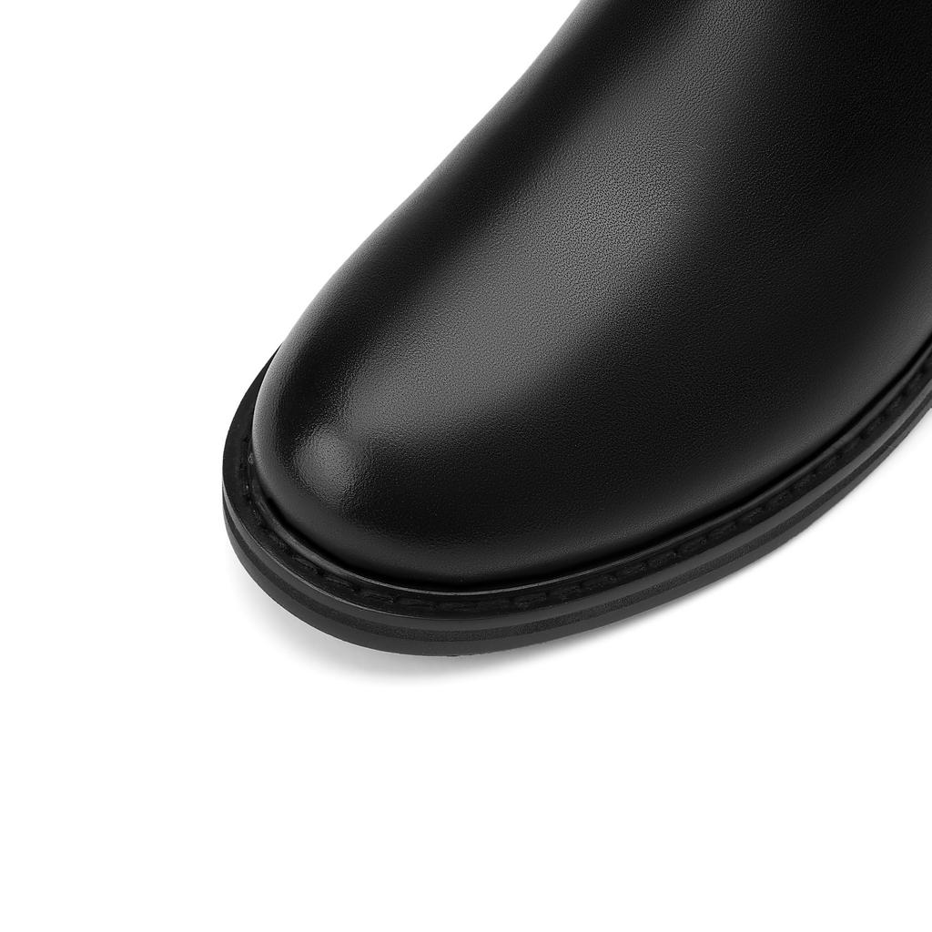 Krazing Pot Натуральная коровья кожа осенне-зимняя обувь на толстом среднем каблуке большого размера 45 размера 44 кожаные металлические заклепки женские теплые сапоги до колена