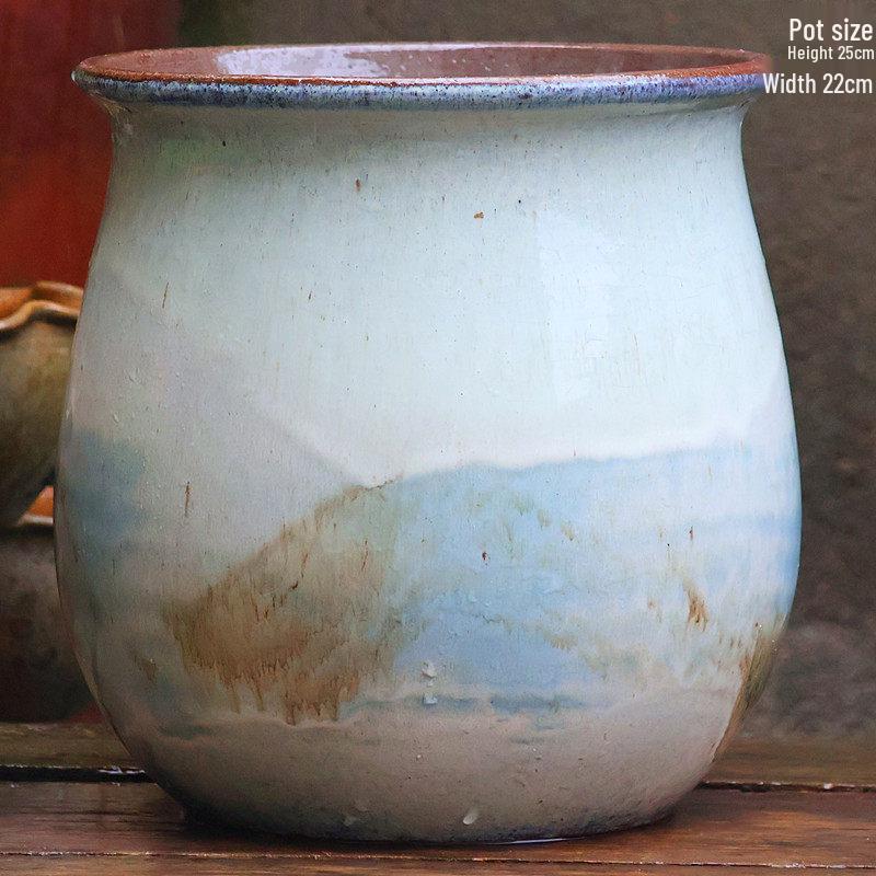 Большой Ручной Глиняный Керамический Цветочный Горшок – Дышащий Высокий Горшок для Суккулентов, Бугенвиллии, Стрелиции, Горшок из Фиолетовой Глины