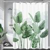 High Quality Green Plant Leaves Fabric Shower Curtain Waterproof Monstera Leaf Bath Curtains for Bathroom Decor with Hooks