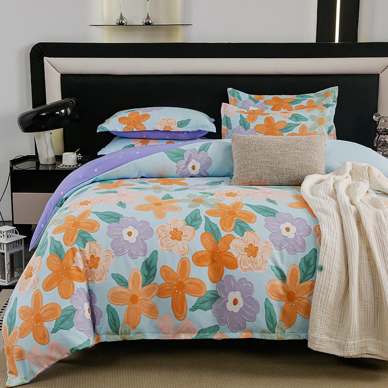 Комплект из четырех предметов из плотного хлопка с потертостями, комплект из 4 простыней и одеял, комплект из трех предметов для общежития