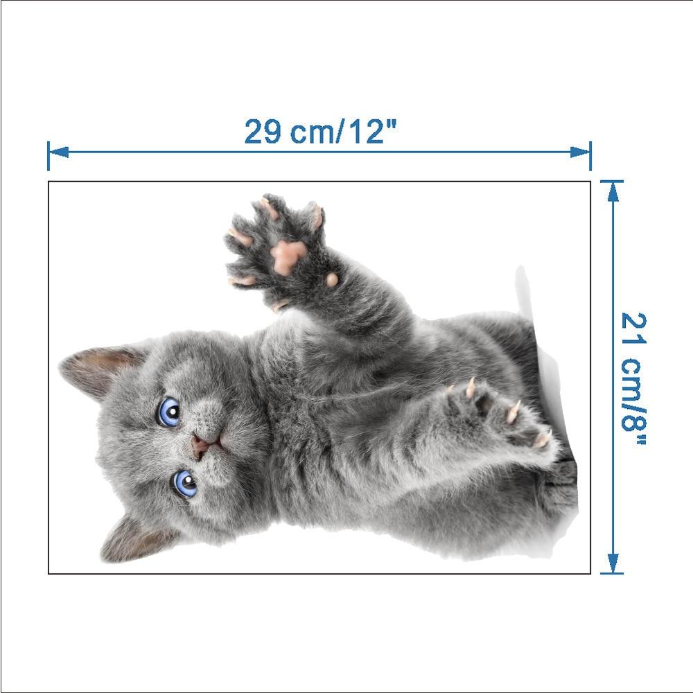 3D Cartoon Cats Toilet Wall Stickers For Kids Baby Rooms Poster Home Decor Cute Animal Cat PVC Self-adhesive Art
