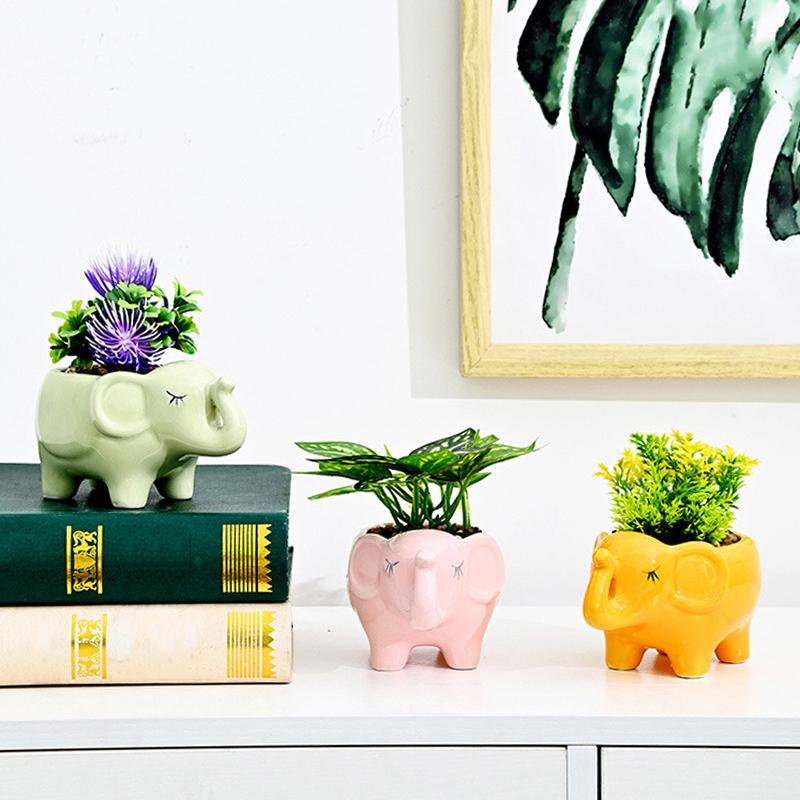 Милый цветочный горшок со слоном, сочный горшок, керамический горшок, домашний декор, украшение для рабочего стола, бонсай, горшок для растений, украшение сада