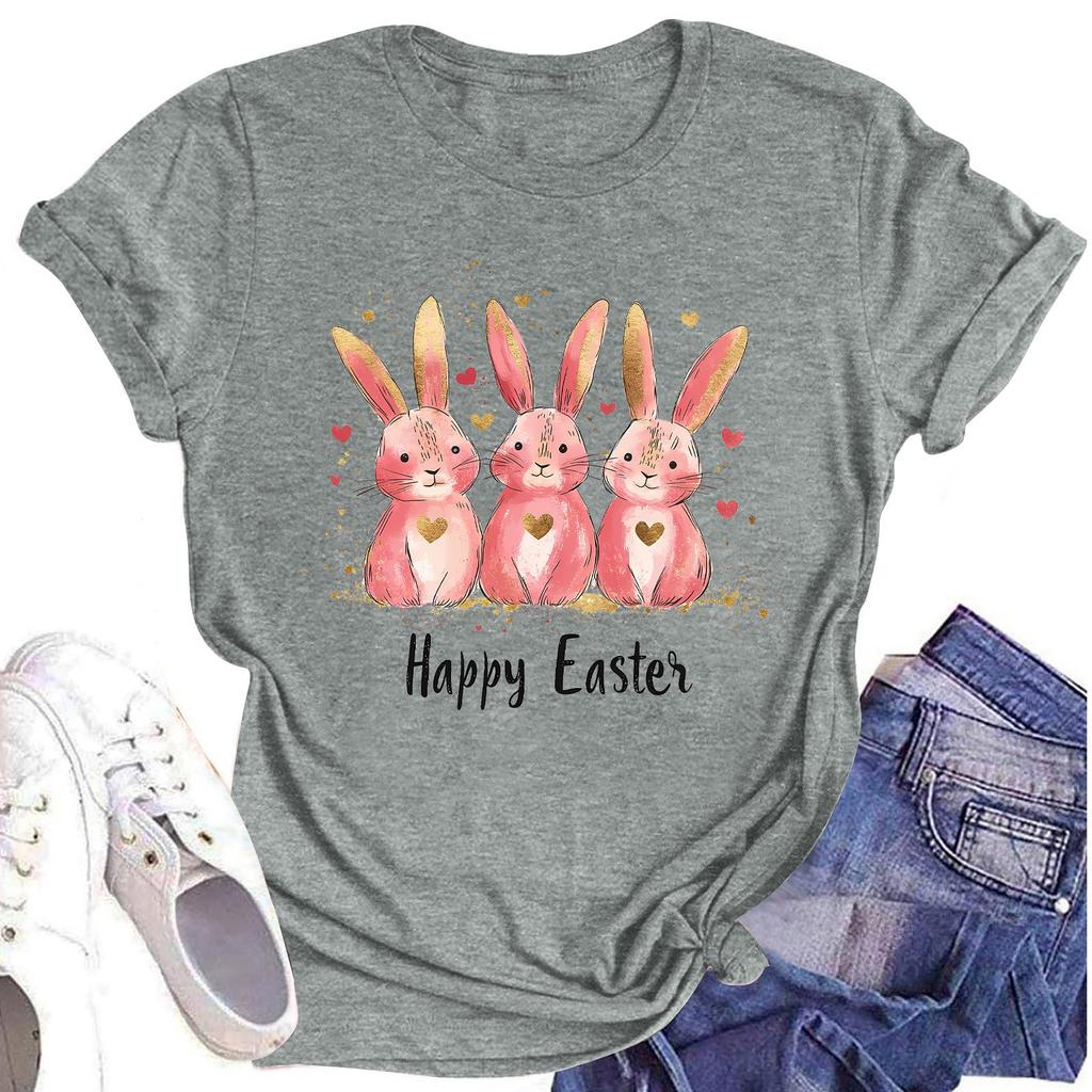 Women's Top Round Neck Casual Printed Short-sleeved T-shirt Top