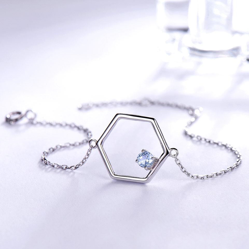 Umcho Natural Blue Topaz 925 Sterling Silver Bracelet For Women