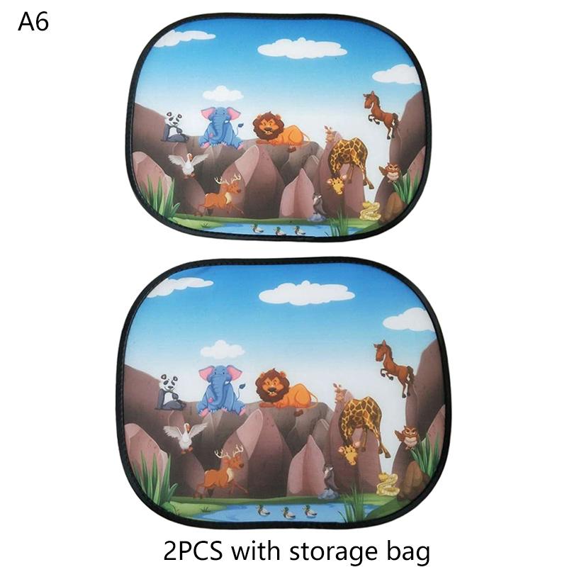 2 шт. солнцезащитные шторы для боковых окон автомобиля, регулируемые шторы для автомобильного стайлинга, солнцезащитный козырек с рисунком животных, жалюзи, солнцезащитный козырек