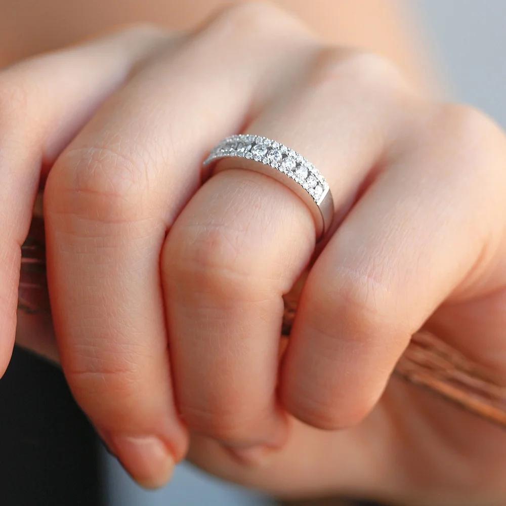 Изящные женские обручальные кольца в классическом стиле с ослепительным цирконием серебряного цвета для помолвки, нежное кольцо на палец