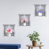 Creative Wall Decals Waterproof 3D Effect Bright-colored Fake Window Flower Vase Pattern Stickers
