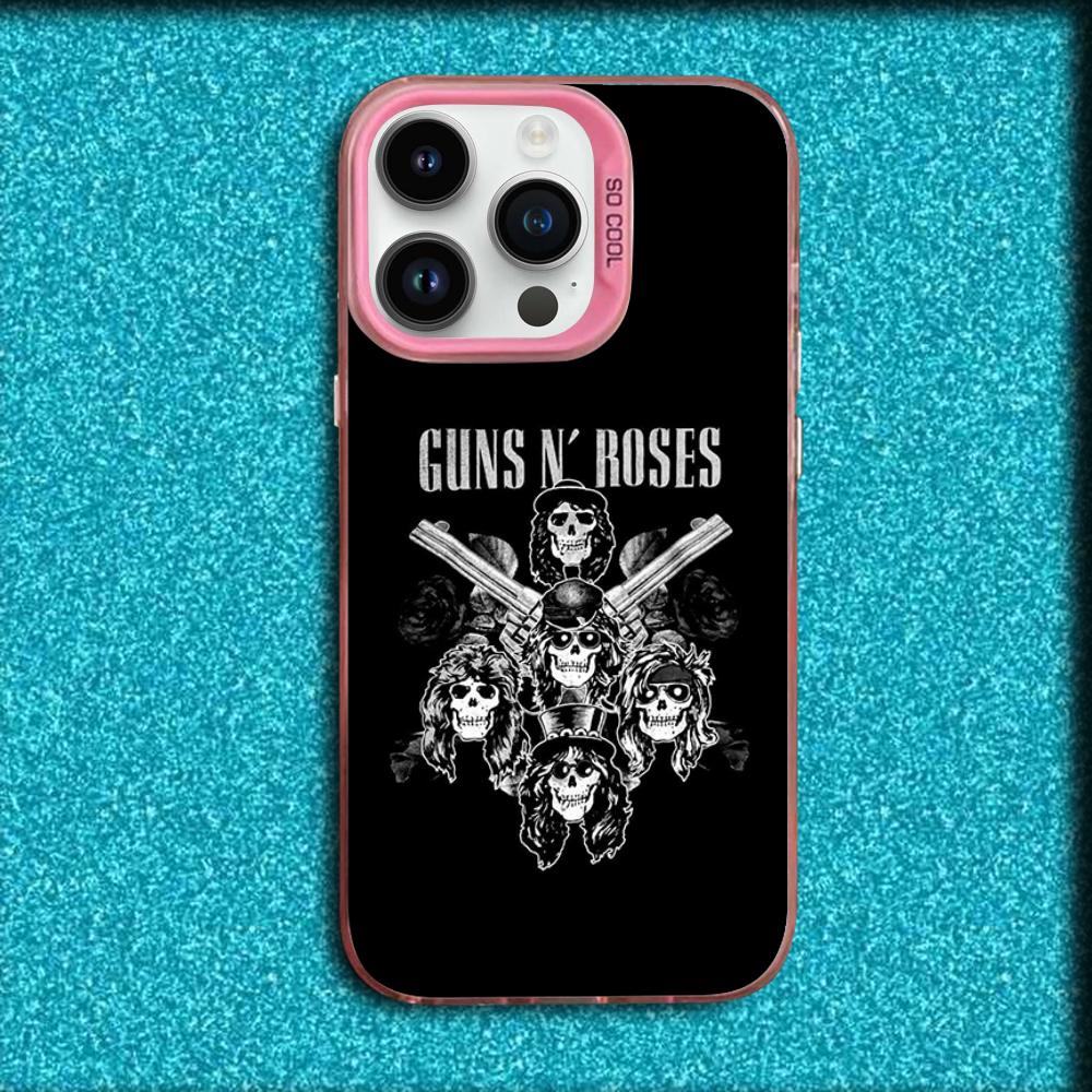 Чехол для телефона Band G-Guns N Roses Для iPhone 16,15,14,13,12,11,Mini,Pro,MAX Розовый Матовый Силиконовый Чехол