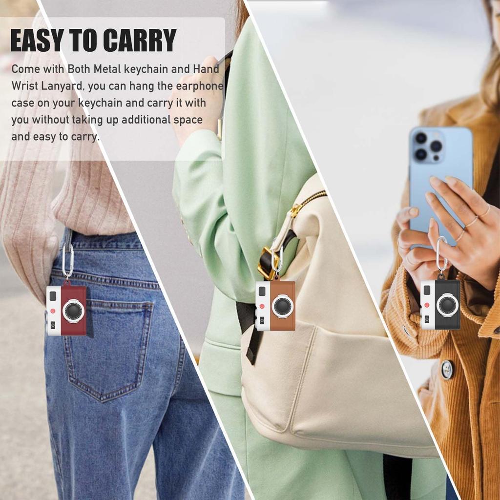 Для AirPods Pro 3 Чехлы для наушников Ретро 3D Дизайн камеры Защитный силиконовый противоударный чехол-накладка для AirPods Pro 3 со шнурком