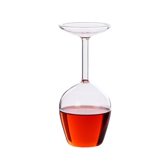 1/2Pcs Wine Glass Easy to Clean Dishwasher Safe Large Capacity Inverted Striped Design High Transparency Wine Glass