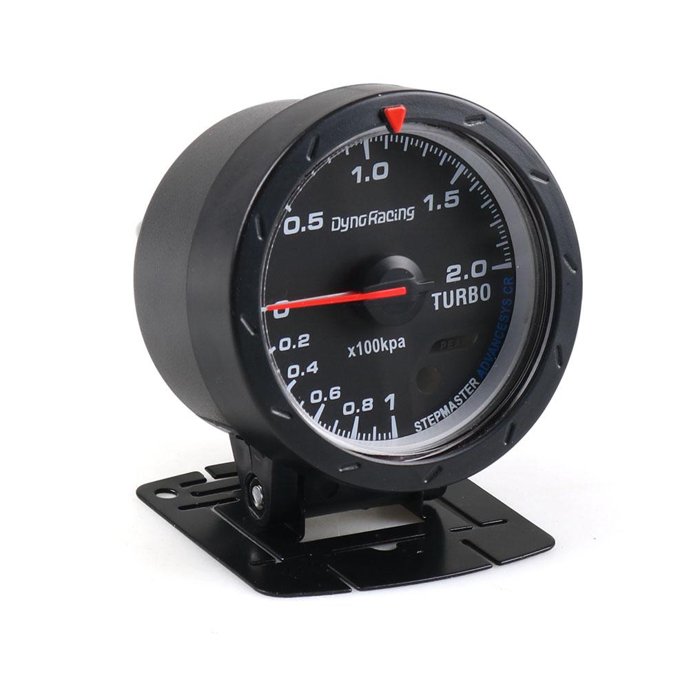 Dynoracing 60MM Car Turbo Boost Gauge Red & White Lighting BAR Type Black Face Car Gauge Car Meter with Sensor