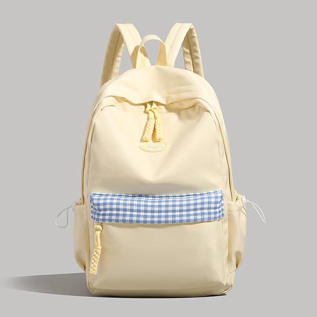 Solid Color High-value Backpack Women's 2025 Summer New Large-capacity Korean Versatile Junior High School Student Schoolbag