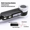 30X Rechargeable Magnifying Glasses LED UV Handheld Illuminated Magnifier with Blade Jewelers Loupe for Gem Jade Jewelry Repair