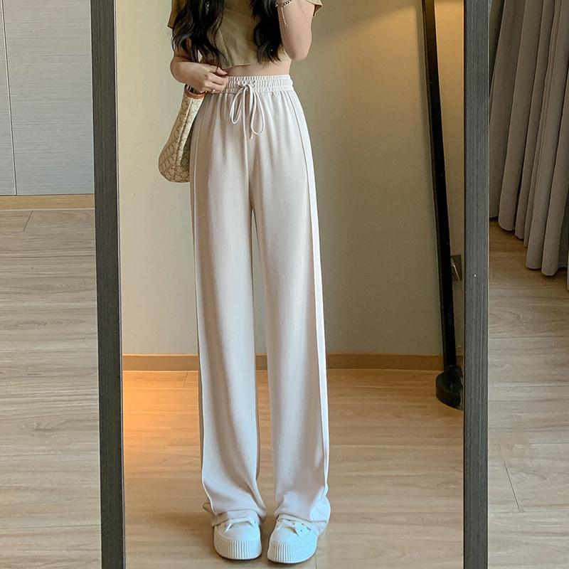 Женская одежда, черные летние мешковатые узкие брюки с завязками, прямые широкие брюки для отдыха, крутые женские брюки в корейском стиле, S-XXL