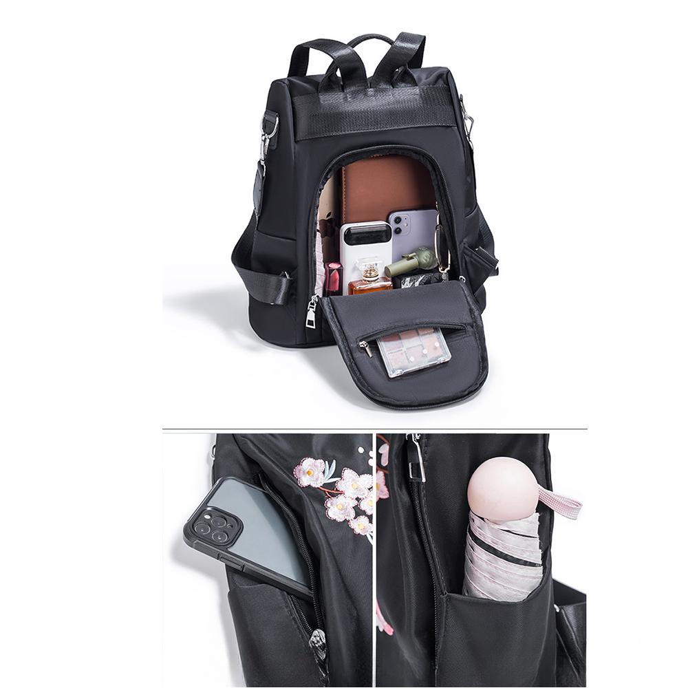 Противоугонный модный износостойкий рюкзак для отдыха и путешествий, женский рюкзак из ткани Оксфорд с цветочной вышивкой, школьная сумка для девочек