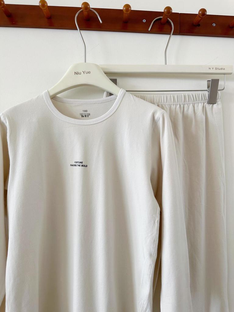 Осенняя пижама для подростка и ребенка постарше - Однотонная, Унисекс, Мягкая лайкра, Хлопок из Синьцзяна, Удобная и приятная для кожи