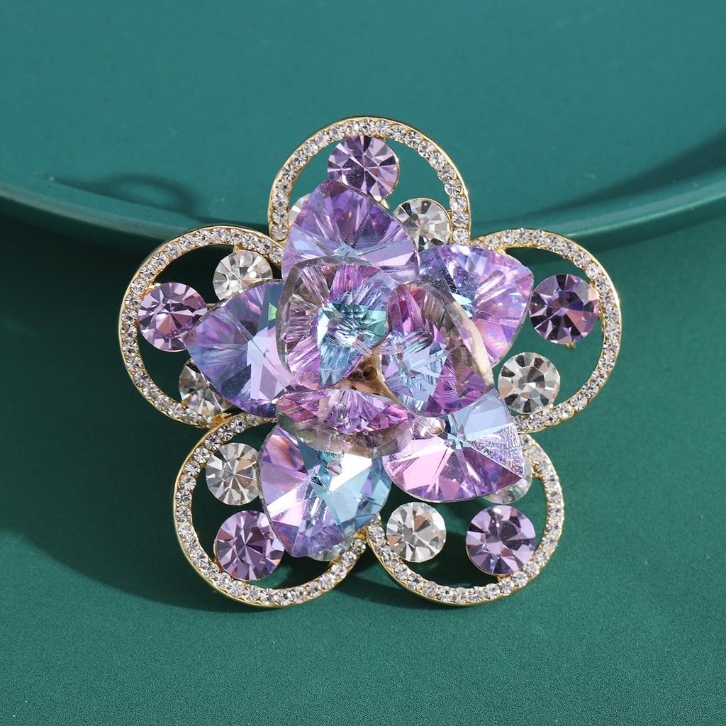High-End Fashion Diamond-Encrusted Flower Brooch Temperament Versatile Suit Pin Brooch