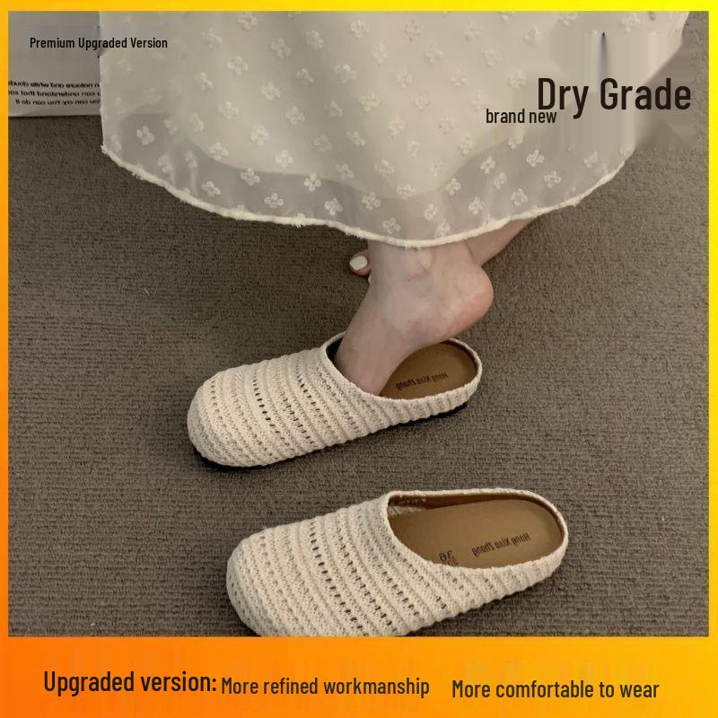 Women's Handmade French Roman-Style Breathable Closed-Toe Summer Half Slippers