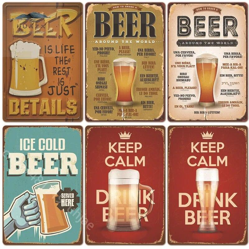 Vintage Cold Beer Metal Tin Sign 2023 New Iron Sheet Bar Background Wall Decoration Painting American Frameless Decorations
