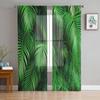 Зеленые листья, тропические джунгли, растения, Тюль, прозрачные оконные шторы для гостиной, спальни, современная вуаль, занавески из органзы, шторы