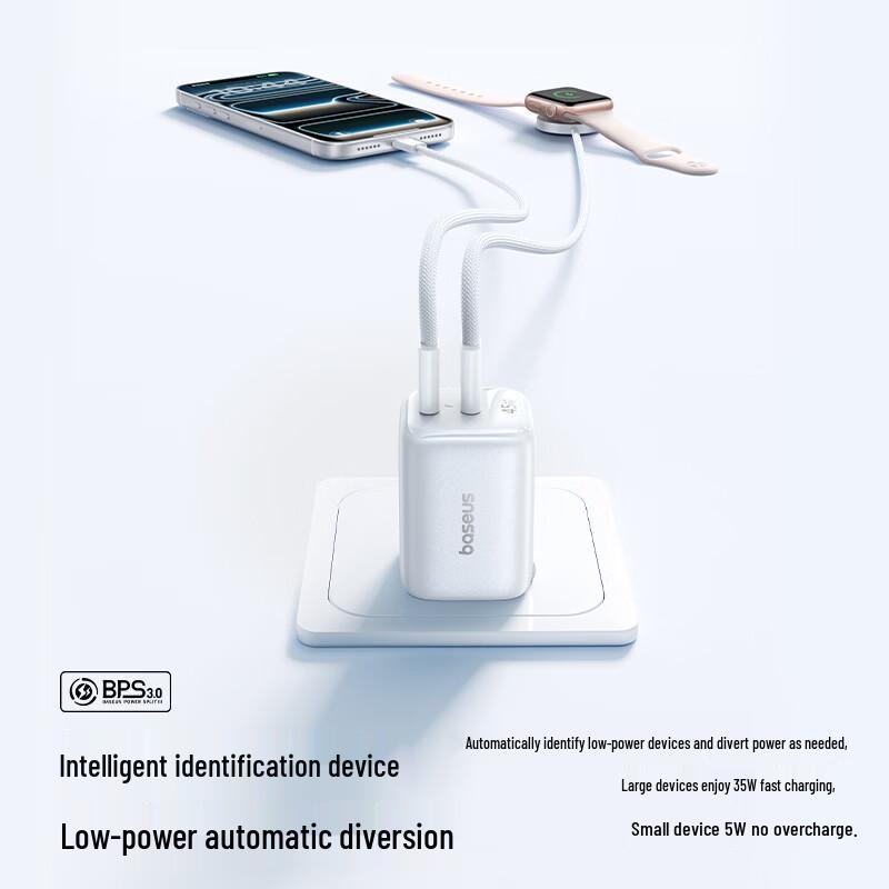 Baseus Быстрое зарядное устройство Little Ice 45 Вт GaN с двумя портами USB-C