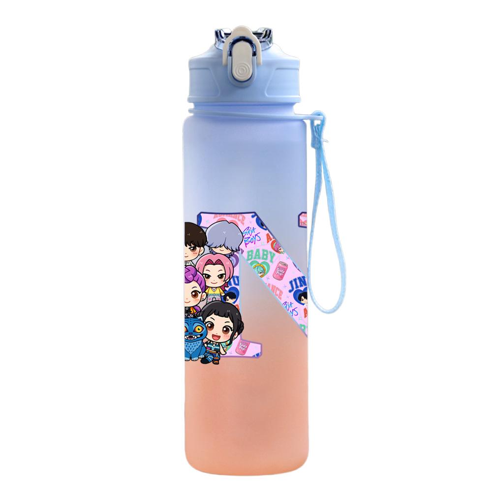 750Ml Water Bottle Anime 26 English Letter K-Pop Demon Hunters Printed Large Capacity Drinking Cup Portable Outdoor Sports Water Cup Children Kid Gift