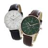 Парные часы Коробка для хранения часов того же размера унисекс аналоговый дата календарь белый зеленый кожаный ремешок [Salvatore Mara] мужские женские sm22102-sswhsm22102-pggr