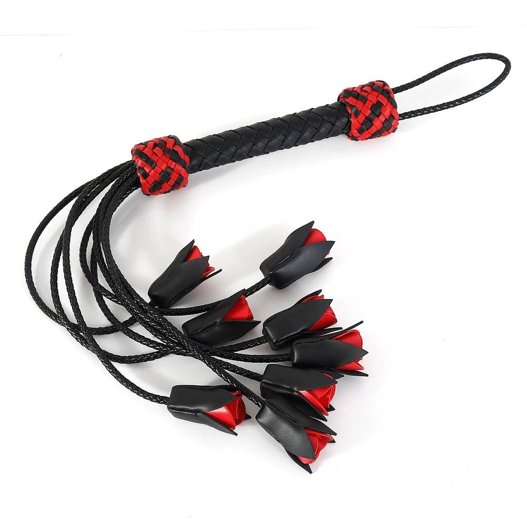 64,5 см Фетиш ПУ Кожа Роза Цветок Плетки Флоггер Шлепок Лопатка Кнут Взрослая Игра Эротический Флирт Секс Конская Плетка Игрушки
