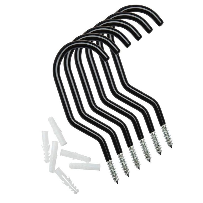 6 шт./компл. металлические настенные крючки для велосипедов, вешалка для хранения, потолочная вешалка для сада, гаража, лопаты, метлы, швабры, органайзер, держатель для подвешивания