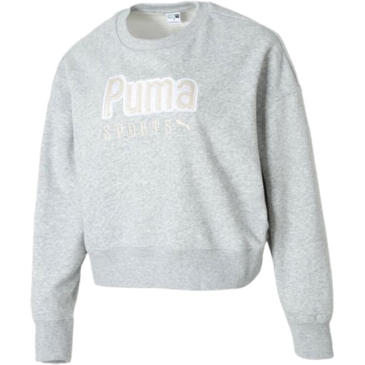 Puma Вышитый логотип с буквами для бега, спорта, фитнеса, повседневная американская толстовка с капюшоном, женские толстовки серого цвета 626169-04