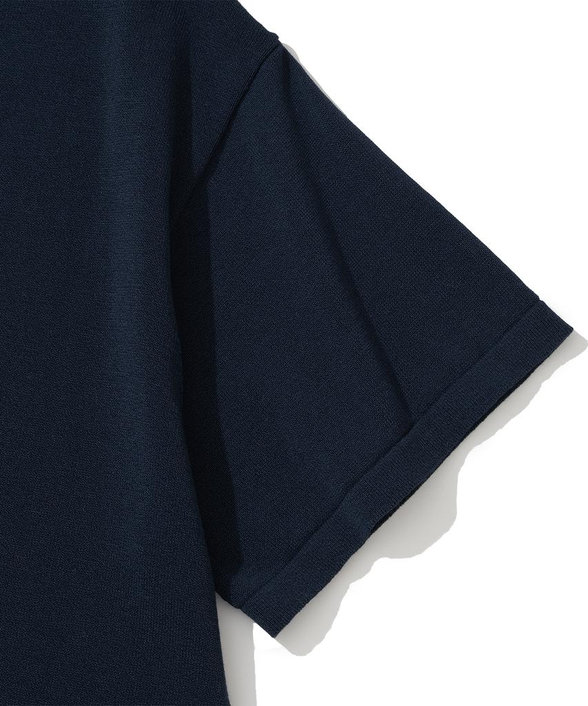 KNITTED Shellon Cooling Single Crop Round Knit Navy