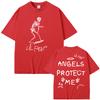 Футболки с графикой скелета рэпера Lil Peep Cry Baby Angels Protect Me для мужчин и женщин, хип-хоп, винтажные, оверсайз, с коротким рукавом