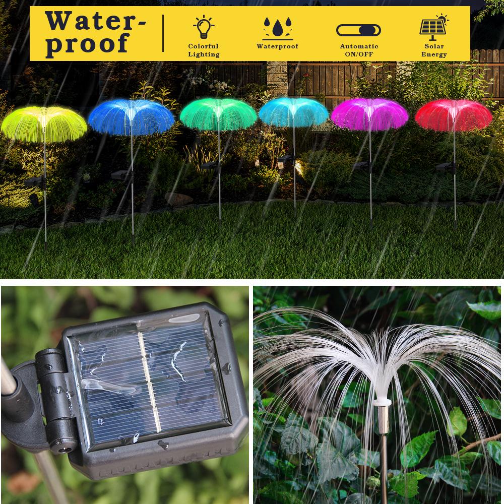 Solar Firework Garden Lights Waterproof Solar Jellyfish Lamp Outdoor Decorative Stake Light Patio Walkway Decor Landscape Lamp