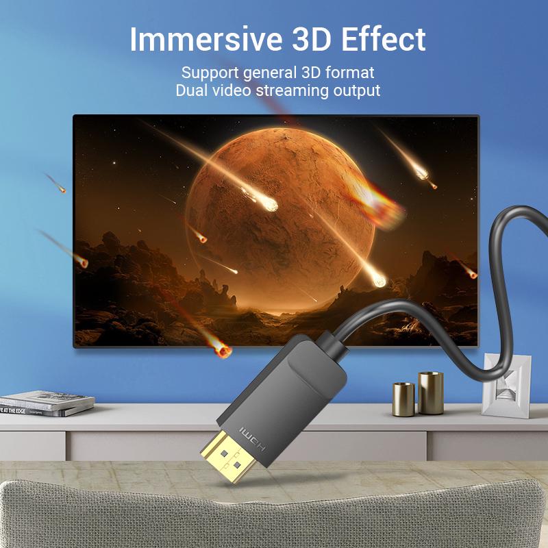 Vention Mini DisplayPort To HDMI Cable 4K HD Thunderbolt 2 HDMI Cable Converter for TV MacBook Air 13 iMac Mini DP To HDMI Cable