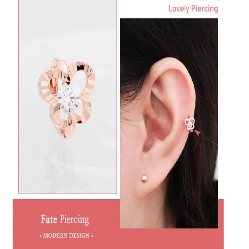 Ring Piercing Cubic Rose Gold Butterfly 14K Gold (Piercings Are Sold On One Side Only.)