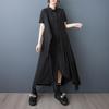 Short Sleeve Plus Size Black Vintage New In Dresses for Women Casual Loose Long Summer Shirt Dress