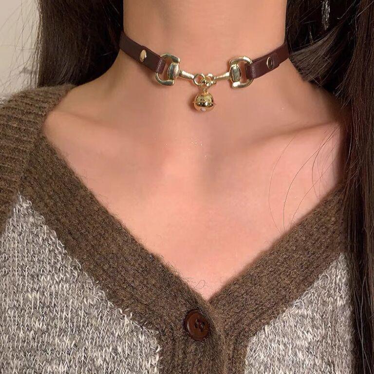 Chic Spicy Girl Leather Bell Choker Necklace – Unique Minority Design