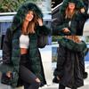Women's Faux-Fur Shaggy Winter Coat Long Sleeve Open Front Outwear Fishtail Hooded Jacket