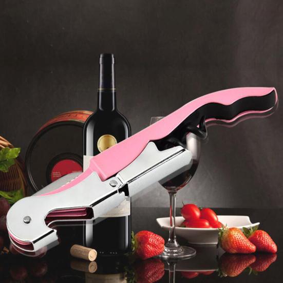 Красный штопор для вина, высокопрочный, устойчивый к коррозии, эргономичная ручка, складной, нержавеющий, ручной, 3-в-1, открывалка для бутылок, штопор с резаком, товары для дома