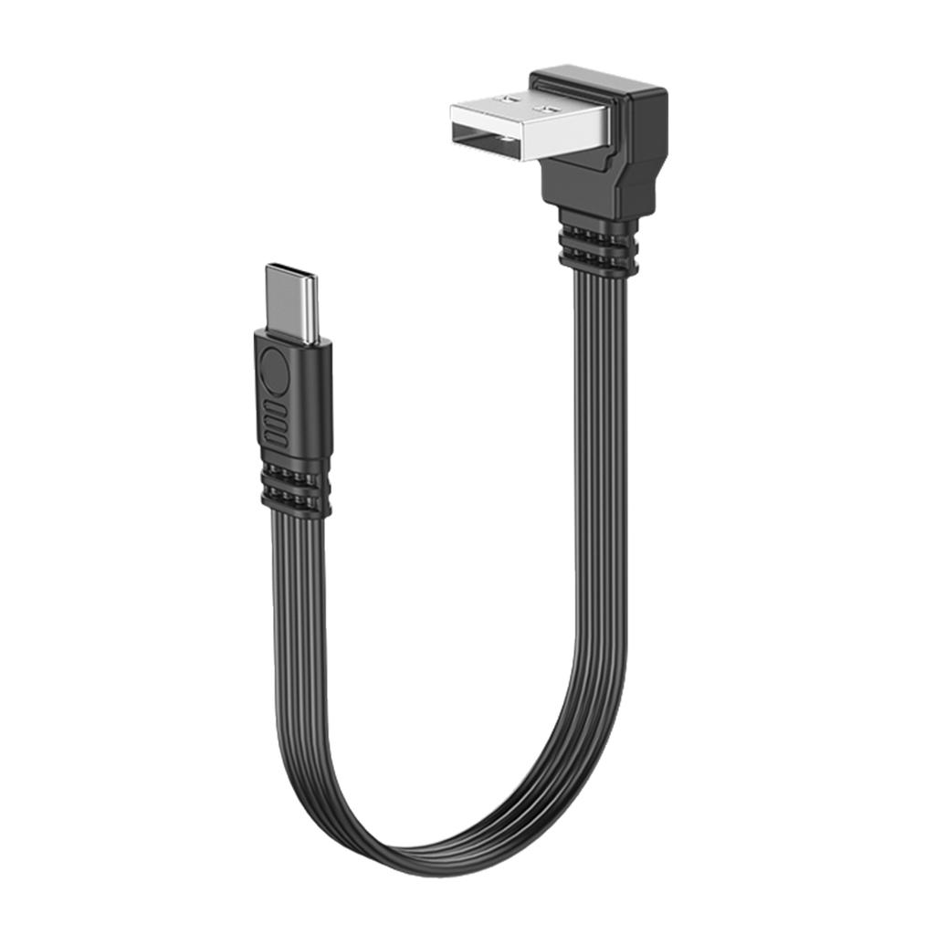 Кабель передачи данных USB 2.0 - Type C, 2 А, быстрая зарядка, скорость передачи данных 480 Мбит/с, плоский провод, колено 90 градусов для планшетов и телефонов