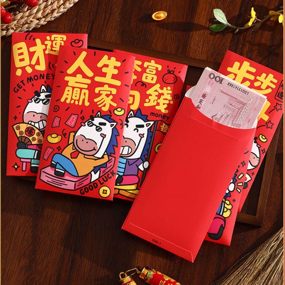Cartoon 2026 Red Envelopes Chinese Style Money Bag Blessing Red Packet Birthday Celebration