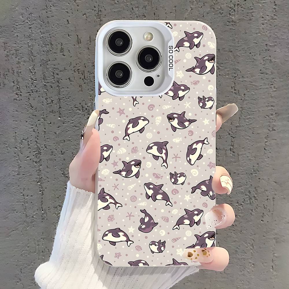 Милый мультяшный акула Чехол для телефона iPhone 17,16,15,14,13,12,11,Pro,XS,Max,Plus,Mini,SE Белый Конфетный Матовый Ударопрочный Чехол