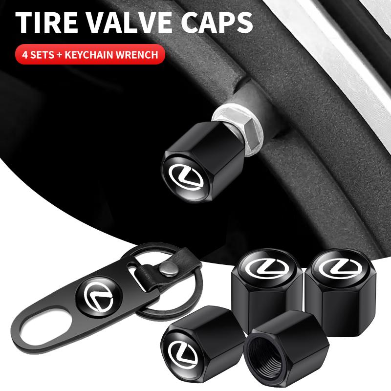 Car Wheel Tire Air Valve Caps with Keychain For Lexus F SPORT IS250 IS200 CT200h GS300 LS430 RX450h LX570 IS300 Accessories