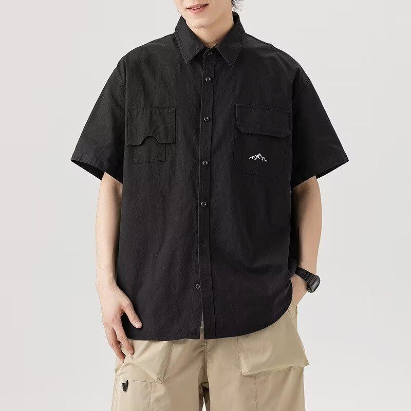 Летняя рубашка с коротким рукавом три четверти для студентов, свободный и нишевый дизайн, забавный новый мужской топ для ношения на открытом воздухе